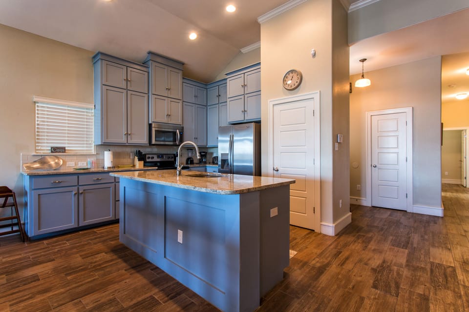 Our coastal kitchen is fully stocked ready to whip up beach snacks or dinner.  