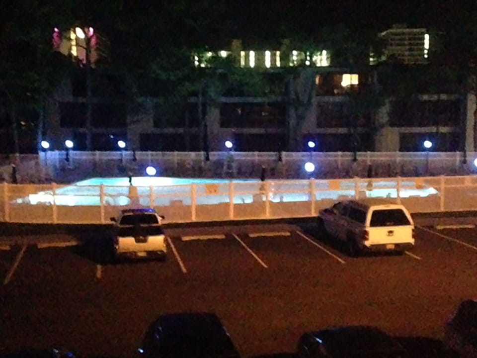 Evening view of pool from the front deck
