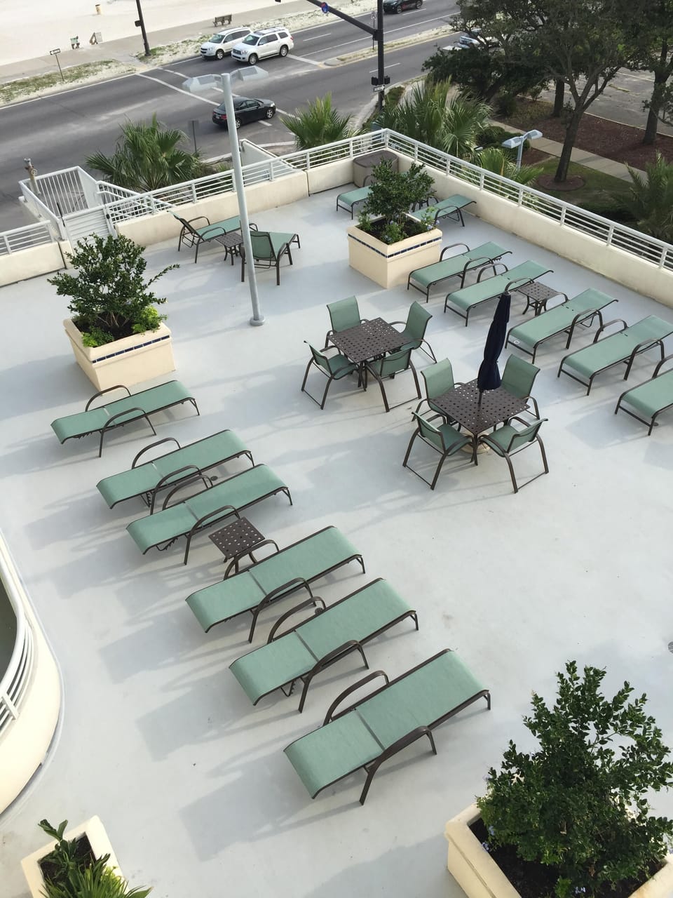 new painted deck and pool furniture