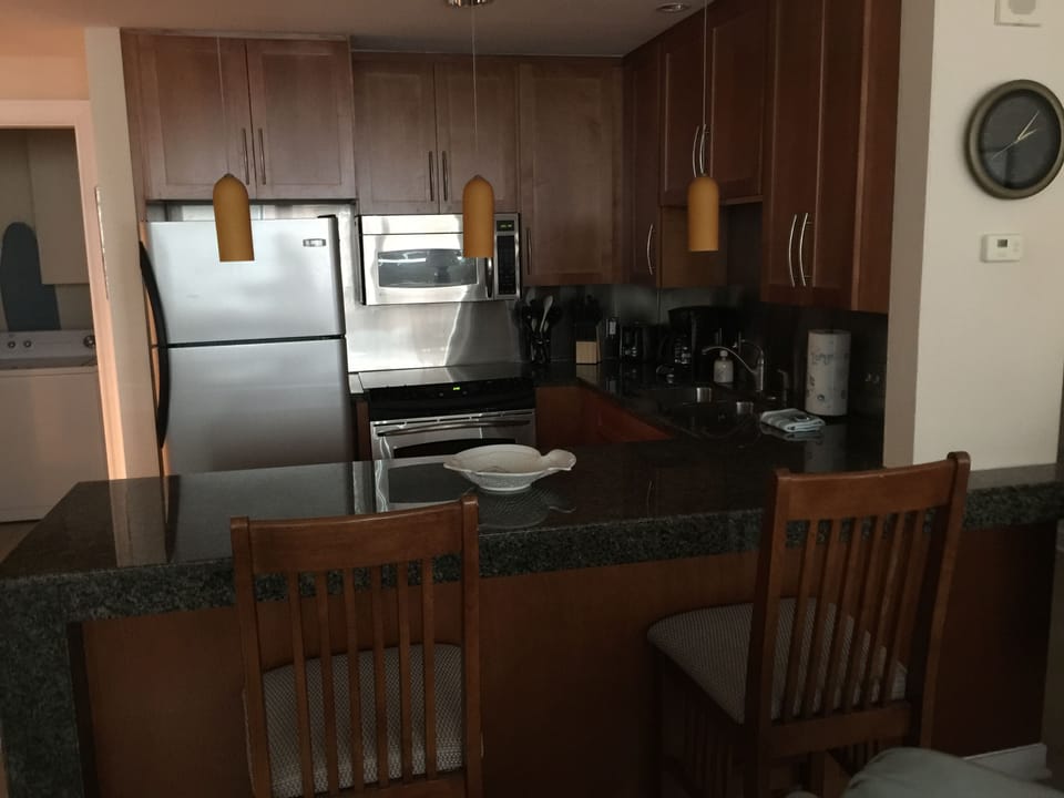 granite and stainless fully equipped kitchen