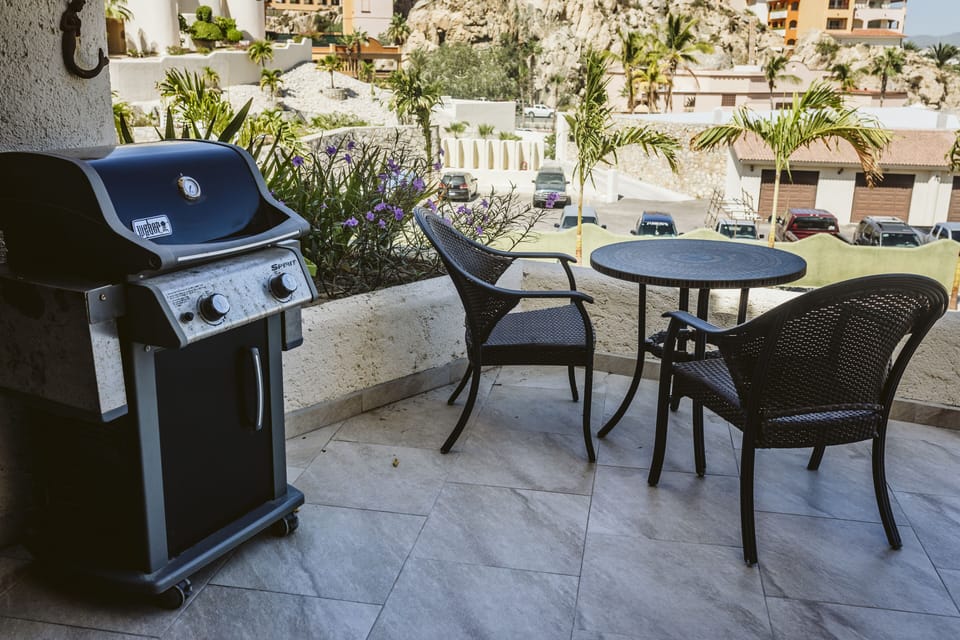 Large patio with Webber bbq