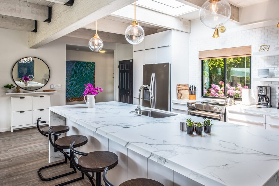 Bar seating makes it fun to visit with the evening chef.