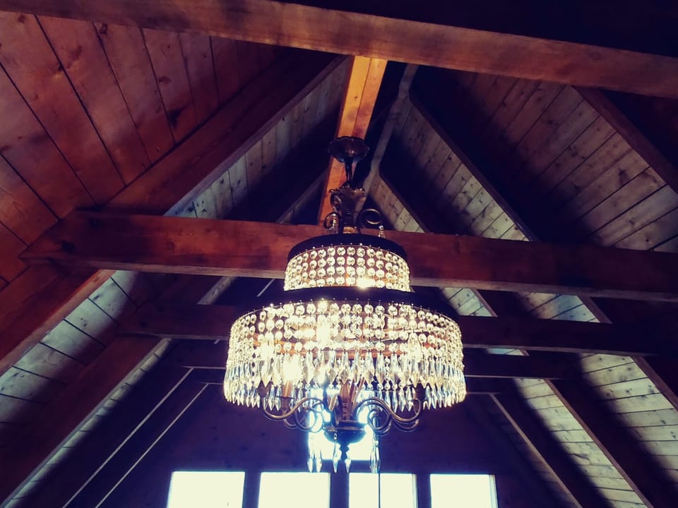 What's a cabin without a rustic chandelier? 