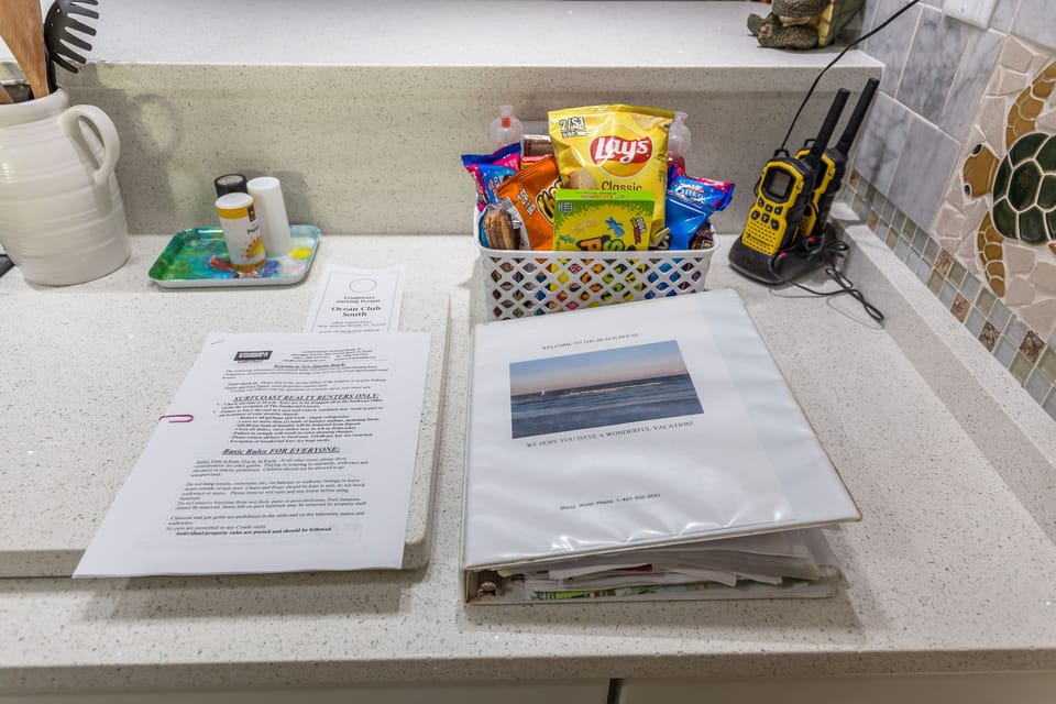 Welcome packet with snacks to greet you when you arrive as well as WIFI password
