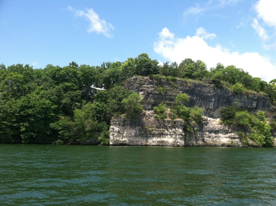 Your hideaway is seen just to the left of the top of the cliff. No diving!
