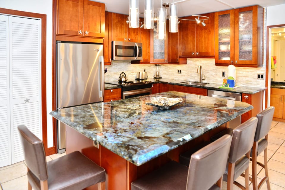 Exotic and very rare Labradorite granite countertops shine like gemstones