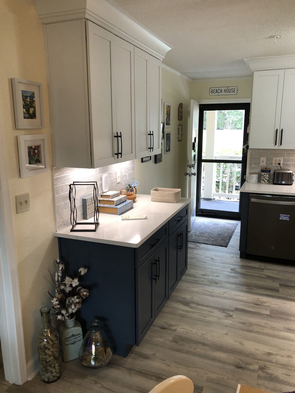 Kitchen looking toward entry door