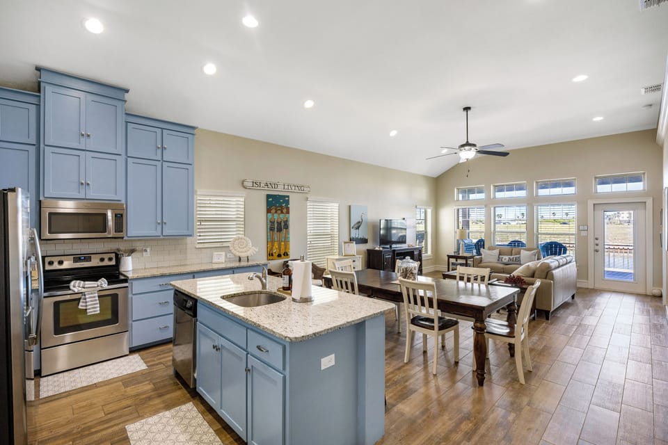 Spacious open floor plan with water views! 