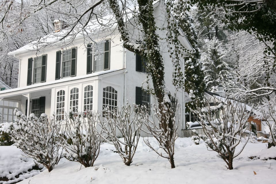 Winter Photo from County Road - MAIN HOUSE / Studio in background