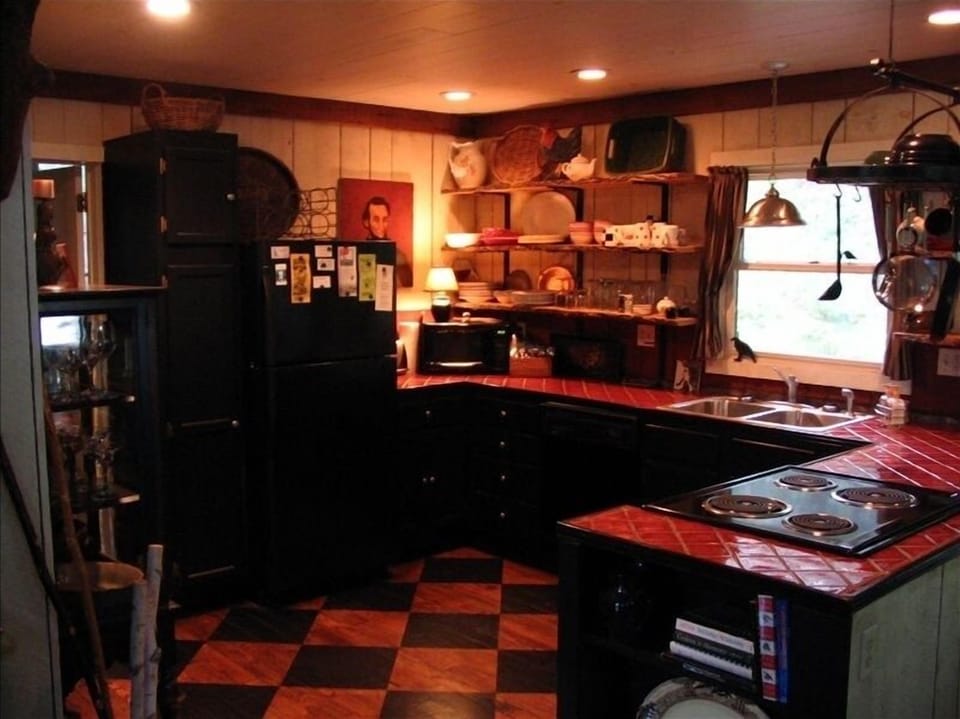 A well-stocked kitchen just off the great room