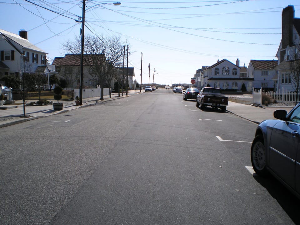 looking down the road toward the beach