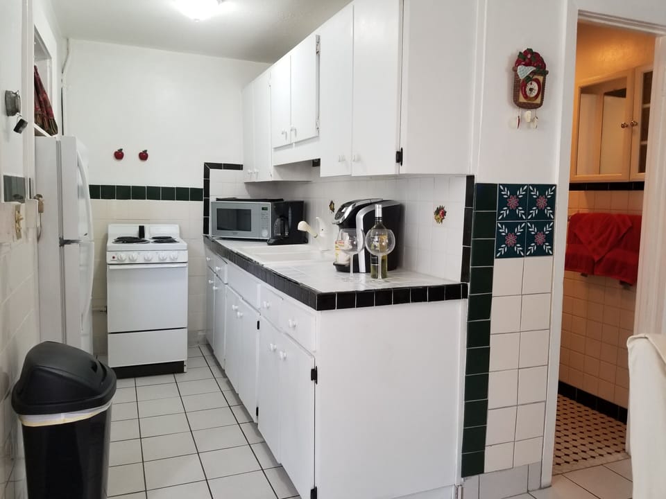 Full kitchen if you desire to cook and stay in!