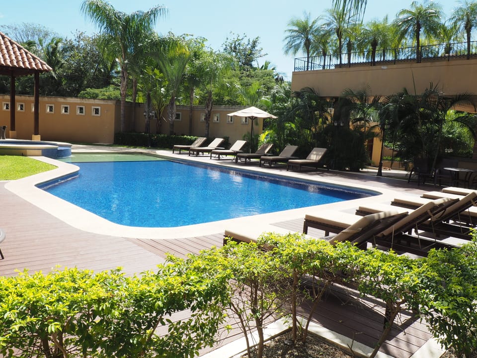 the pool with plenty of seating