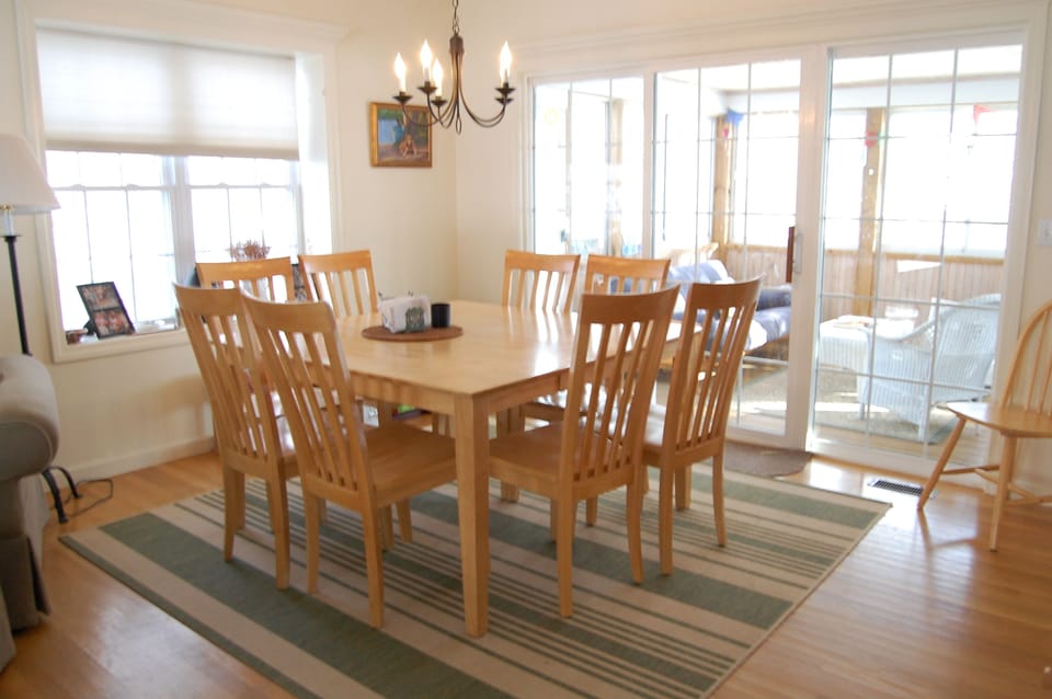 dining room and sun porch behind
