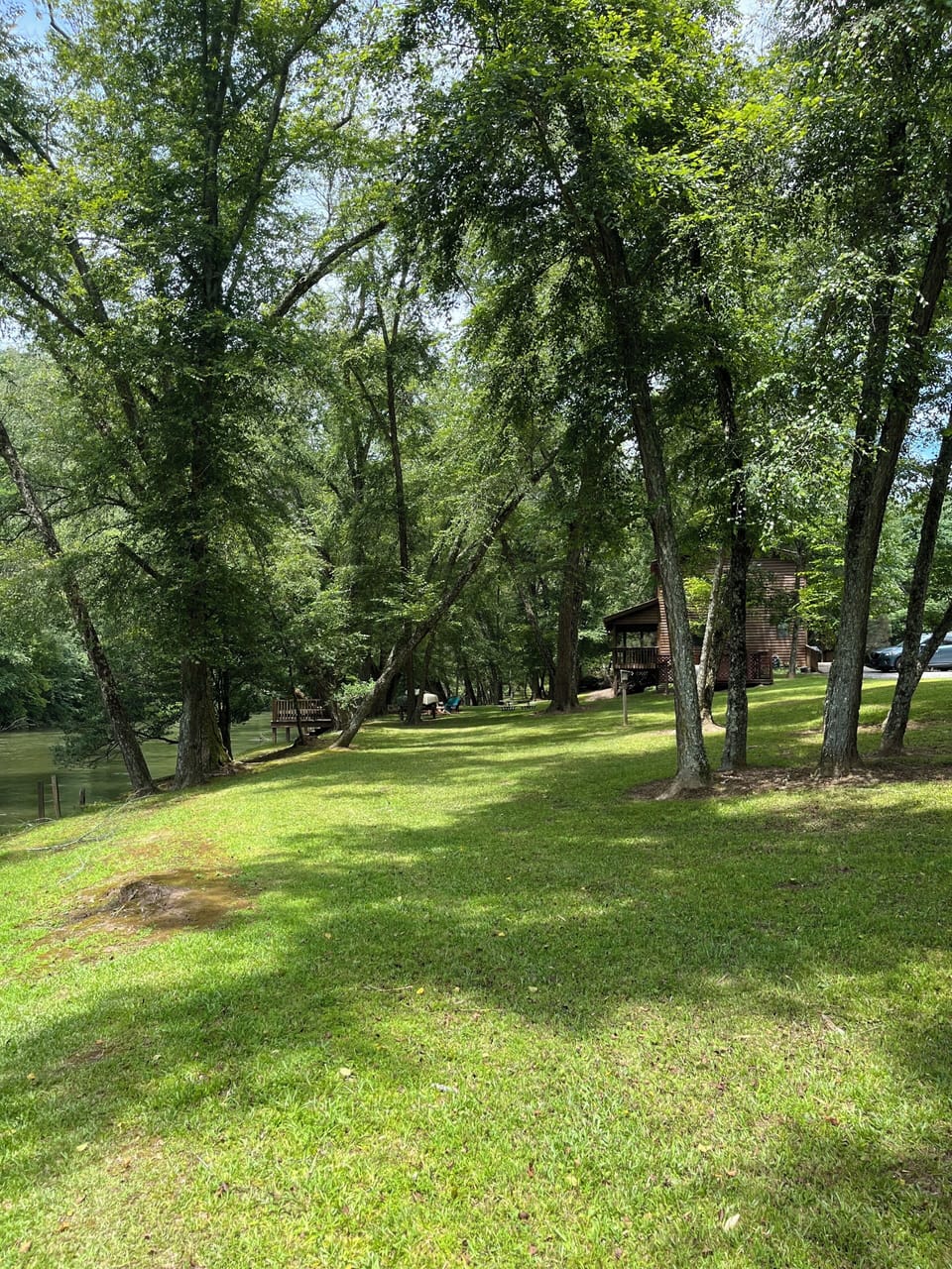 View of The Cabin from the upstream property marker. 