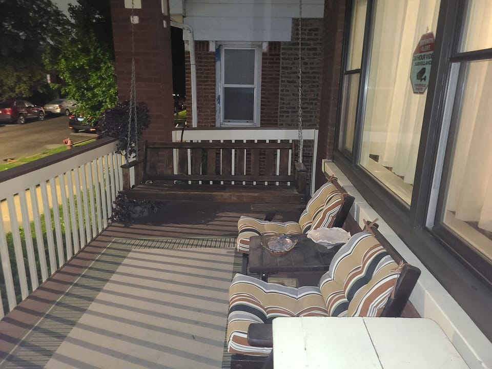 Morning, noon or night, this front porch really rocks. Smoking area, too.