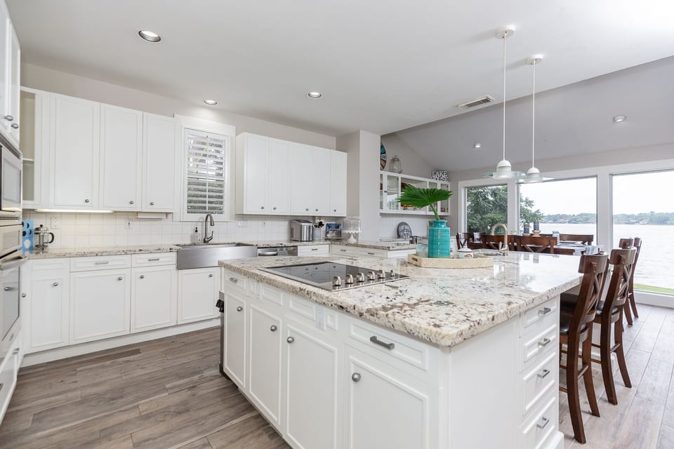 Massive kitchen with every small appliance and utensil you could desire.