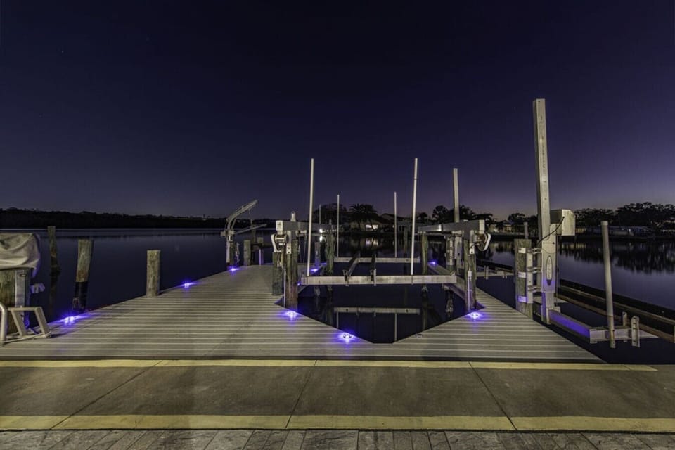 Private dock with boat lift
