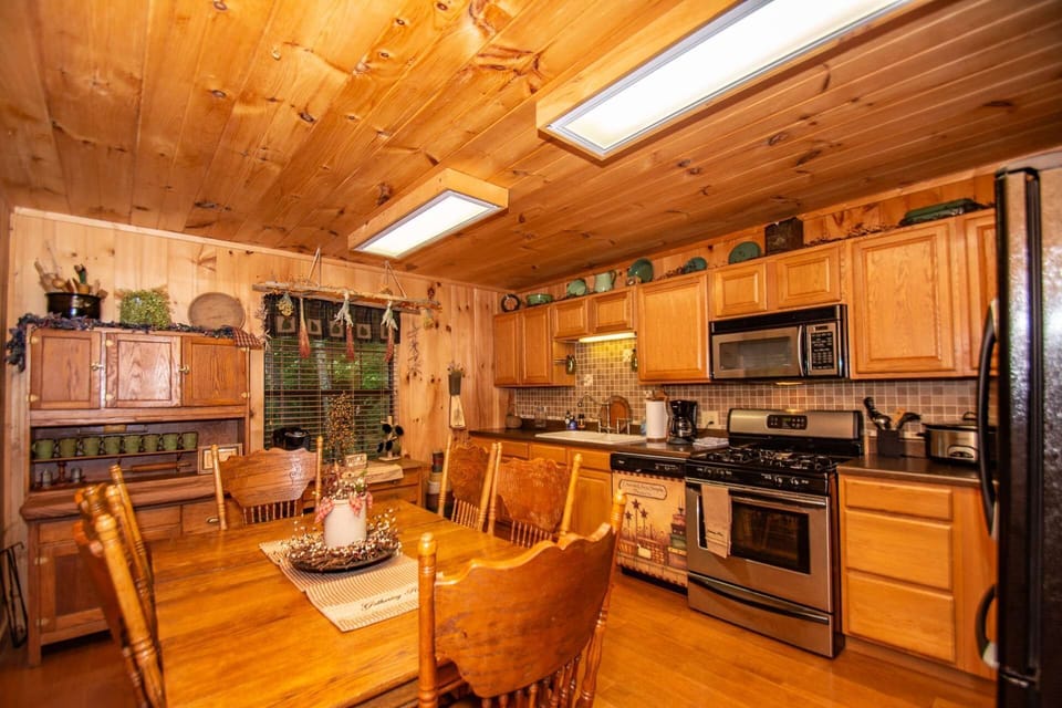 Kitchen well stocked with Cookware, Crock Pot, Toaster Oven, also included is a Keurig and Standard Coffee Pot available for guests.