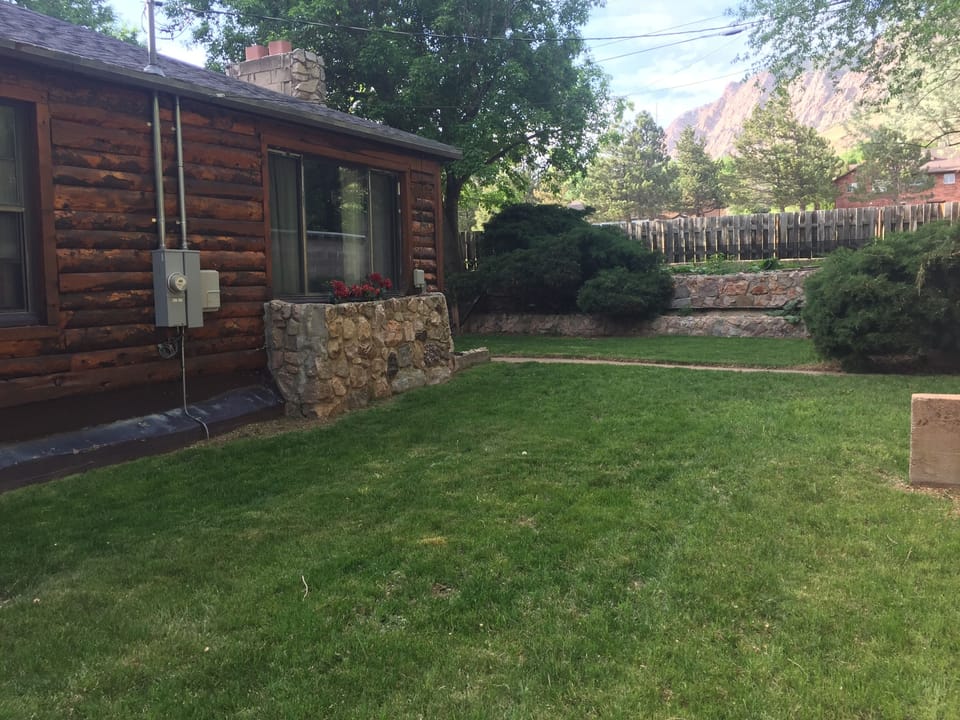 side yard looking north, fully fenced