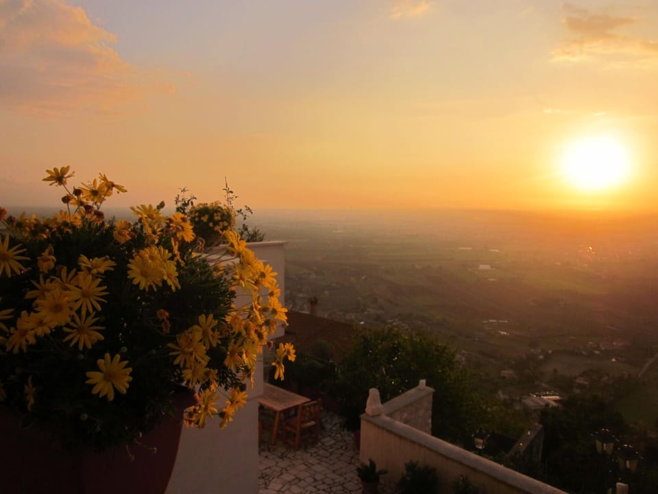 the balcony at sunset