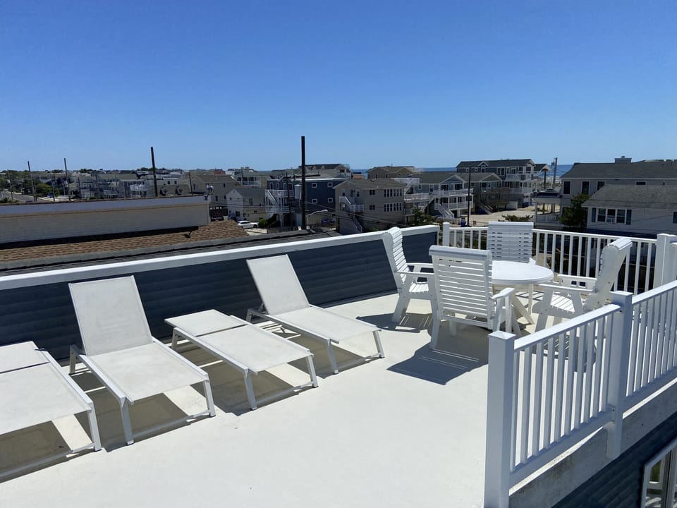 Rooftop deck offers privacy + views of the ocean, bay and Atlantic City.