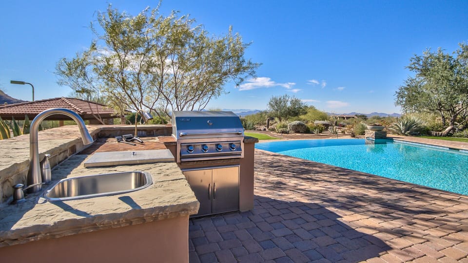 BBQ and pool area.