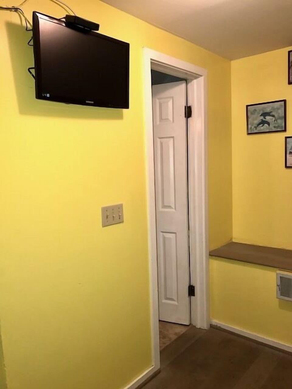 There is a TV in the private loft bedroom.