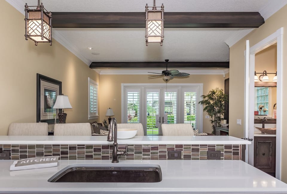 View from the kitchen into the living area.