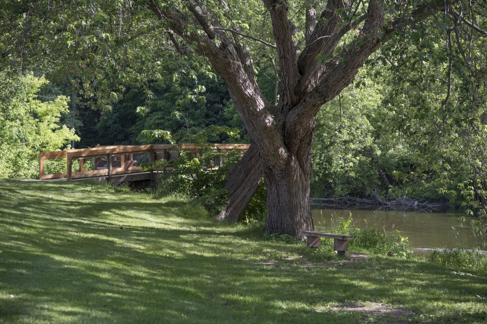 Riverview Park has a canoe livery, ballfields, toddler areas, tennis courts, etc