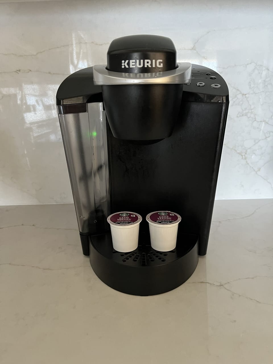 Keurig coffee pot.  Regular drip coffee pot is also available.