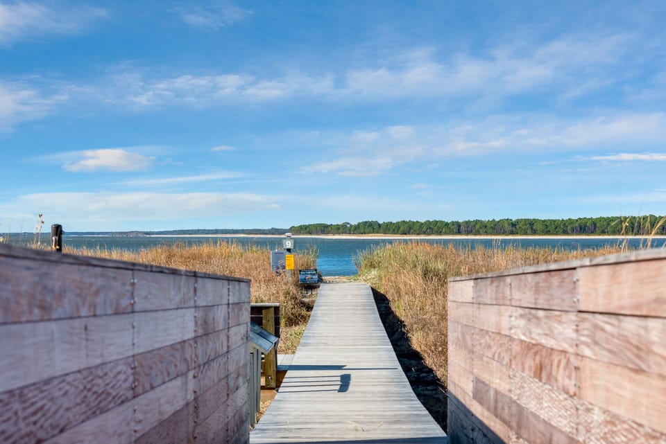 The boardwalk leads to the Pelican Beach, where the Edisto River and ocean meet.