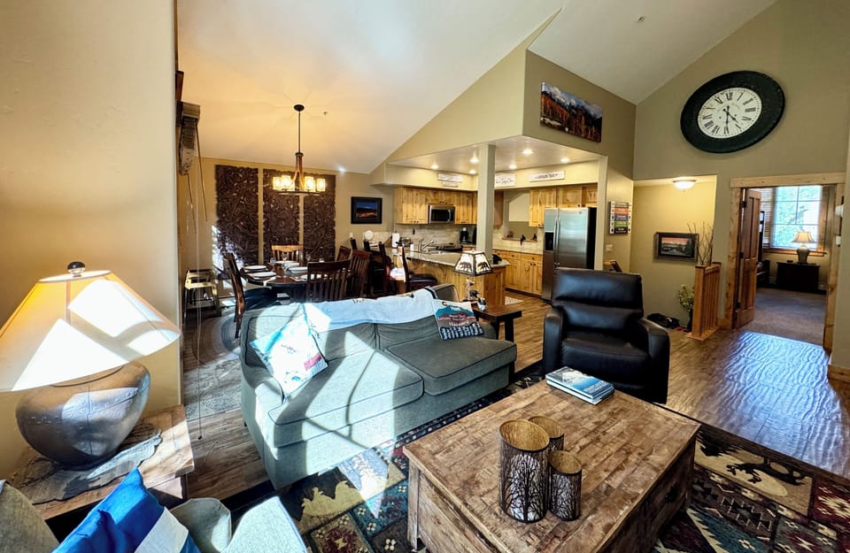 Vaulted ceilings make the common space spacious and inviting.