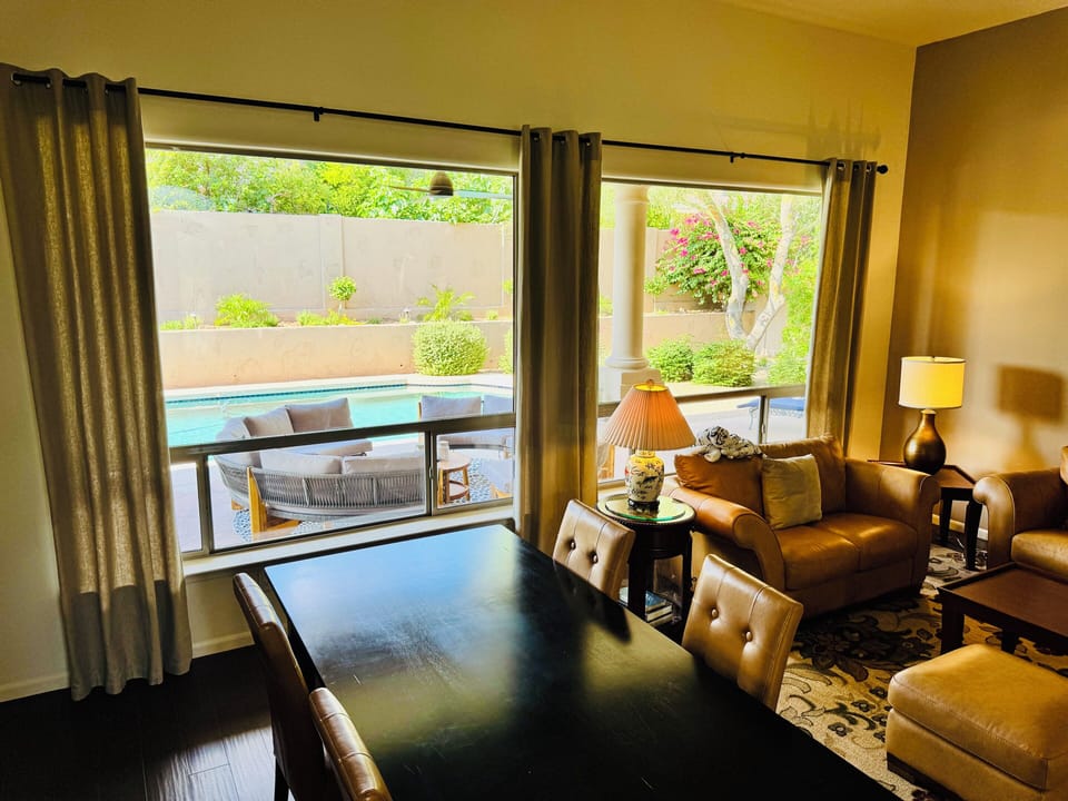 Living room over looking pool & patio