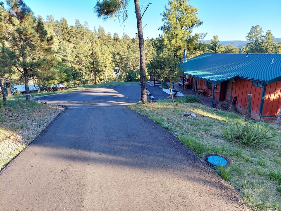 Paved driveway and parking area 
