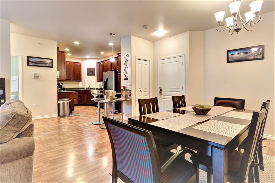 Enjoy family meals in the stylish dining room
