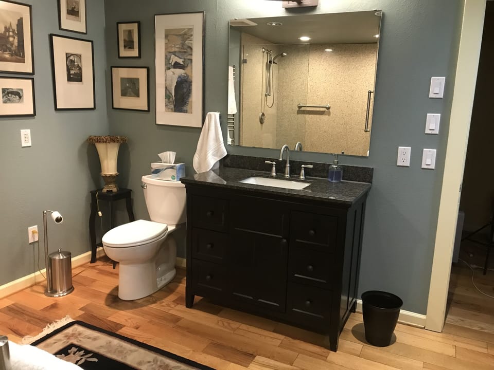 Large well lit bathroom