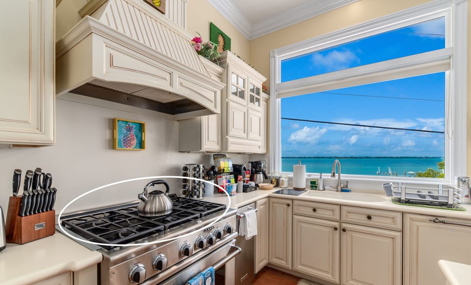Gas range replaced in 2019 with electric cooktop, for guest safety