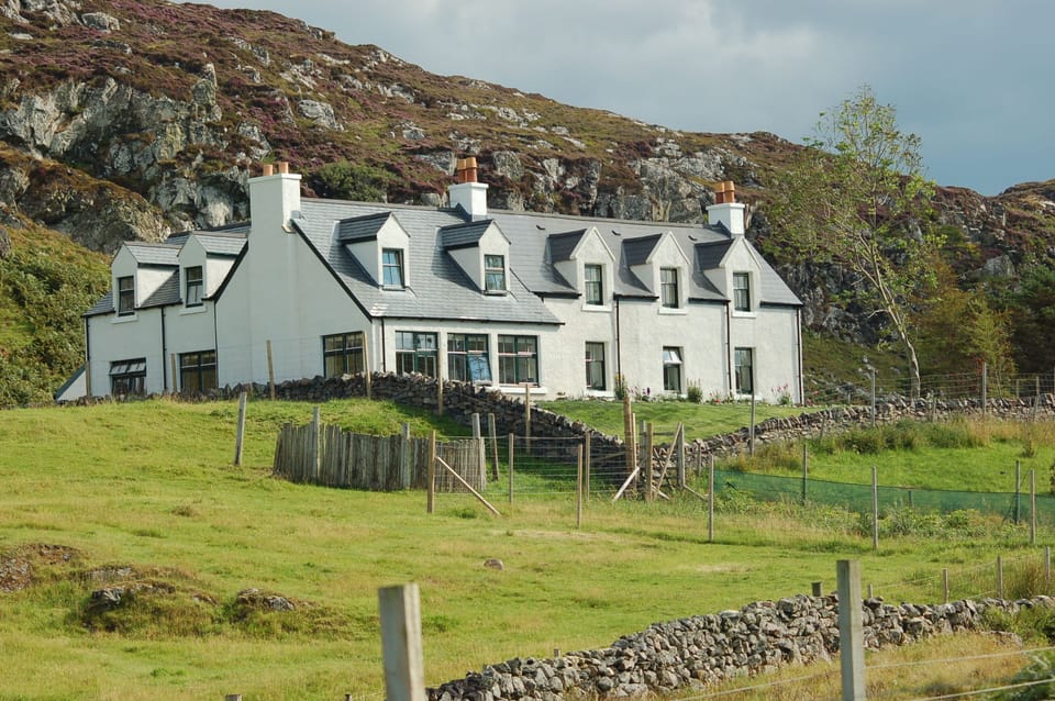 The view of the house from the stone bridge in Clashnessie.