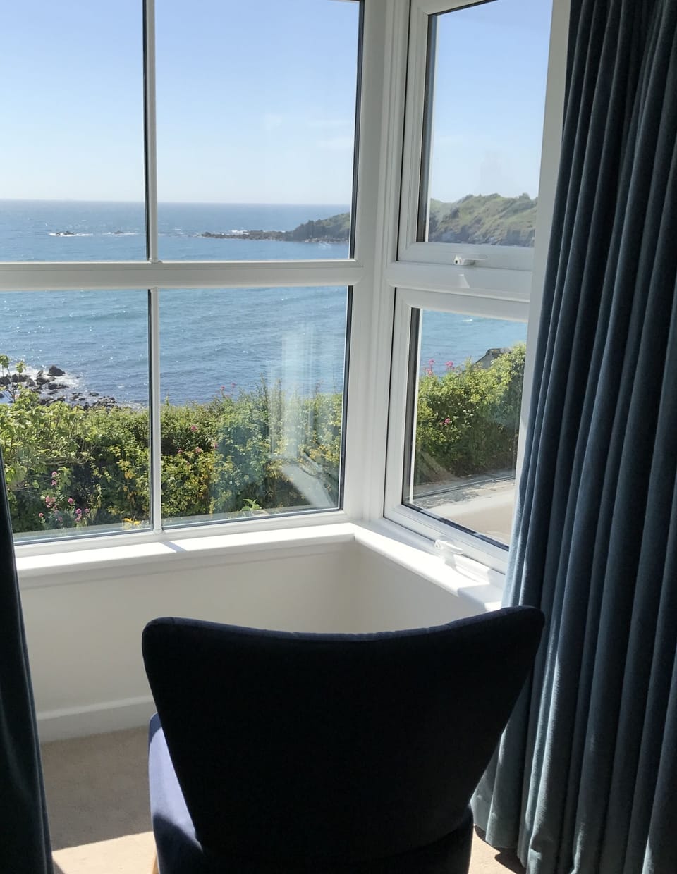 Sea-view from the master bedroom bay window.