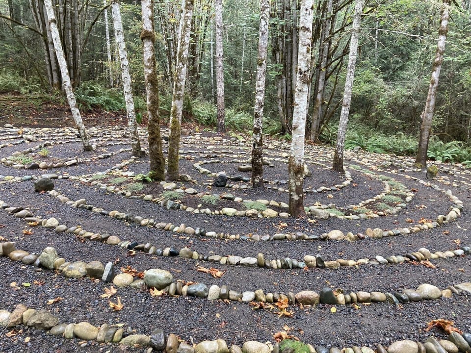Meditation garden Labyrinth down the ravine trail