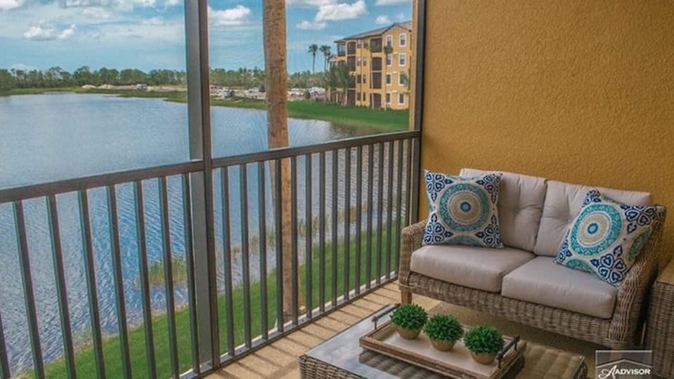 Lanai with beautiful lake and preserve views.