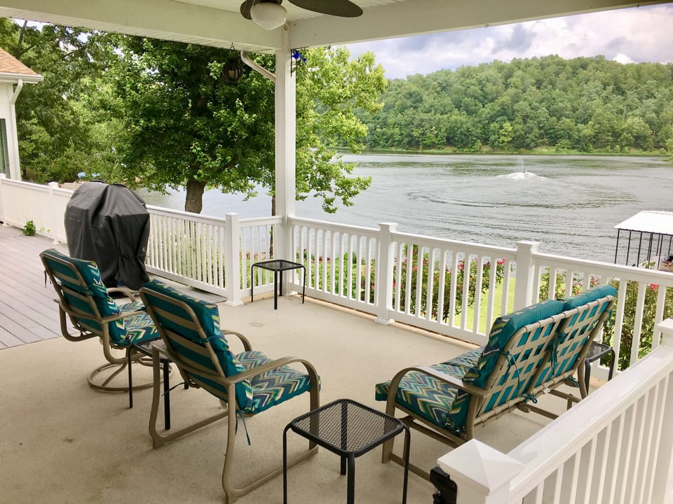 Covered sitting area with a view!