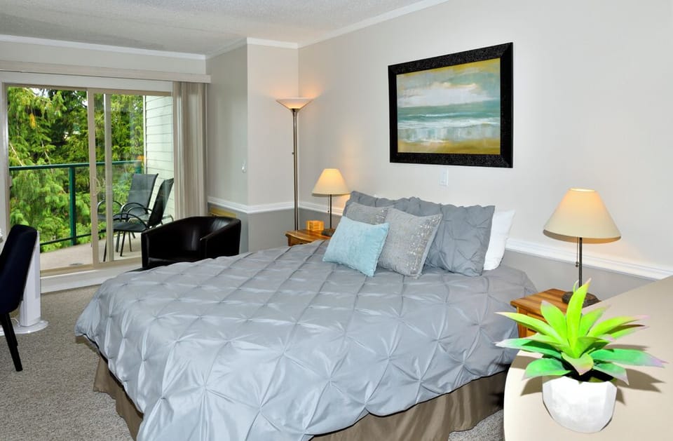 Studio suite with comfortable queen sized bed