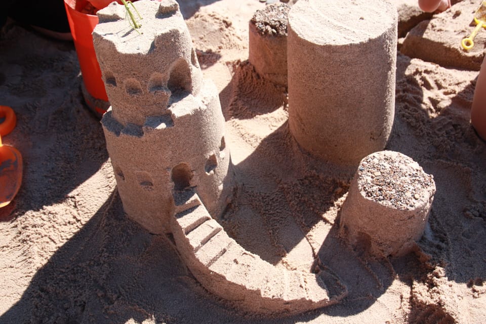 Sand Castle Tools and Beach Toys in Shed