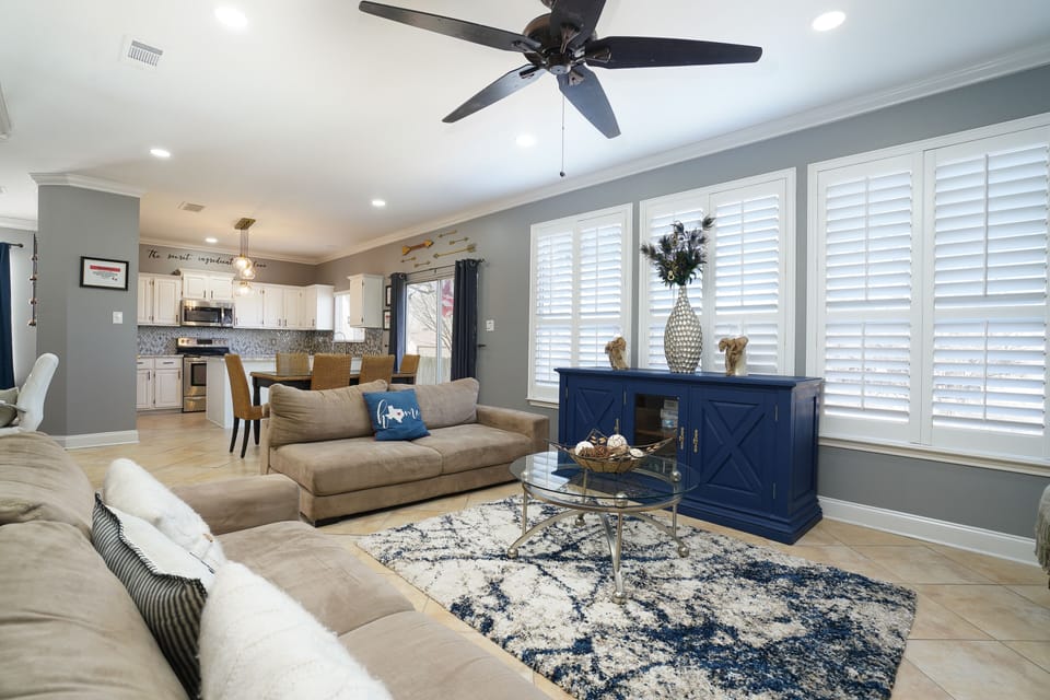 Living and entertaining room area with large natural lighting