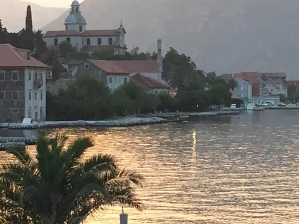 View of Prcanj from the ponta (swimming pier in front of the villa.)