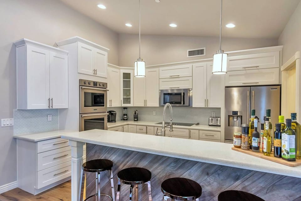 A great kitchen is a MUST for a great Airbnb. We are fully stocked with everything you need to host your large group, including our Olive Oil bar.