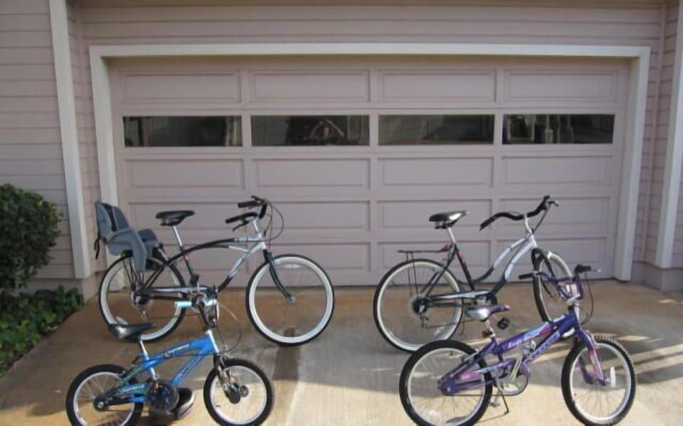 4 Bikes[actually 6 now; 3 adult/3 kids + helmets!]