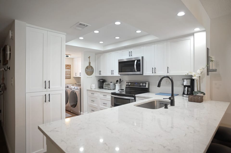 Large pantry for your snacks and food. Lots of counterspace to prepare meals.